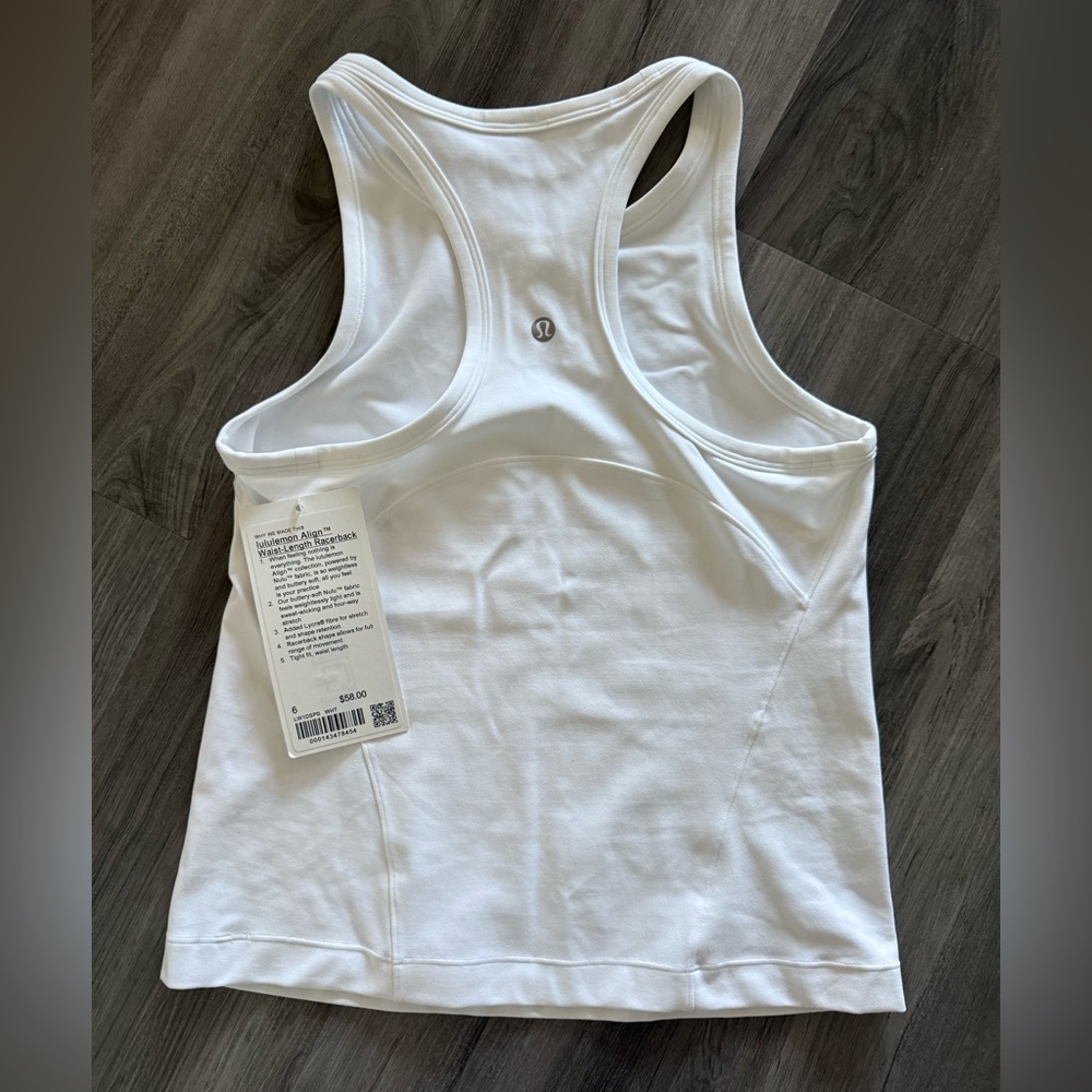 NWT lululemon athletica White align Racerback Tank Top